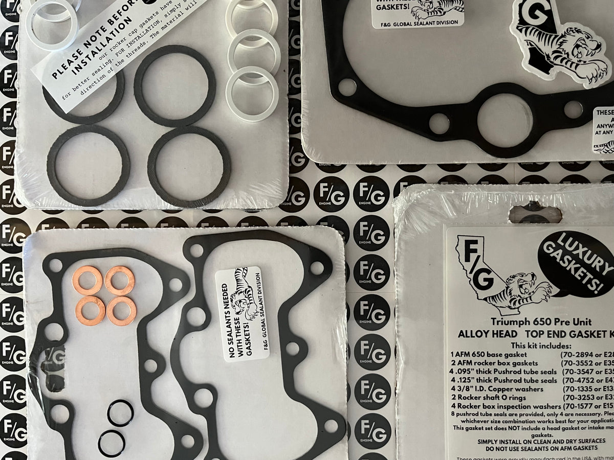 TRIUMPH ユニット650 ガスケットセット Triumph Pre Unit 650 alloy head top end gasket kit 1956-1962