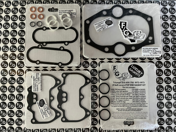 Triumph Unit 650 750 top end gasket kit 1972-1973