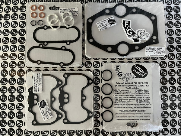 Triumph Unit 650 750 top end gasket kit 1972-1973