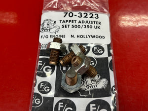 Packaged tappet adjuster set with F/G Engine branding on a red background
