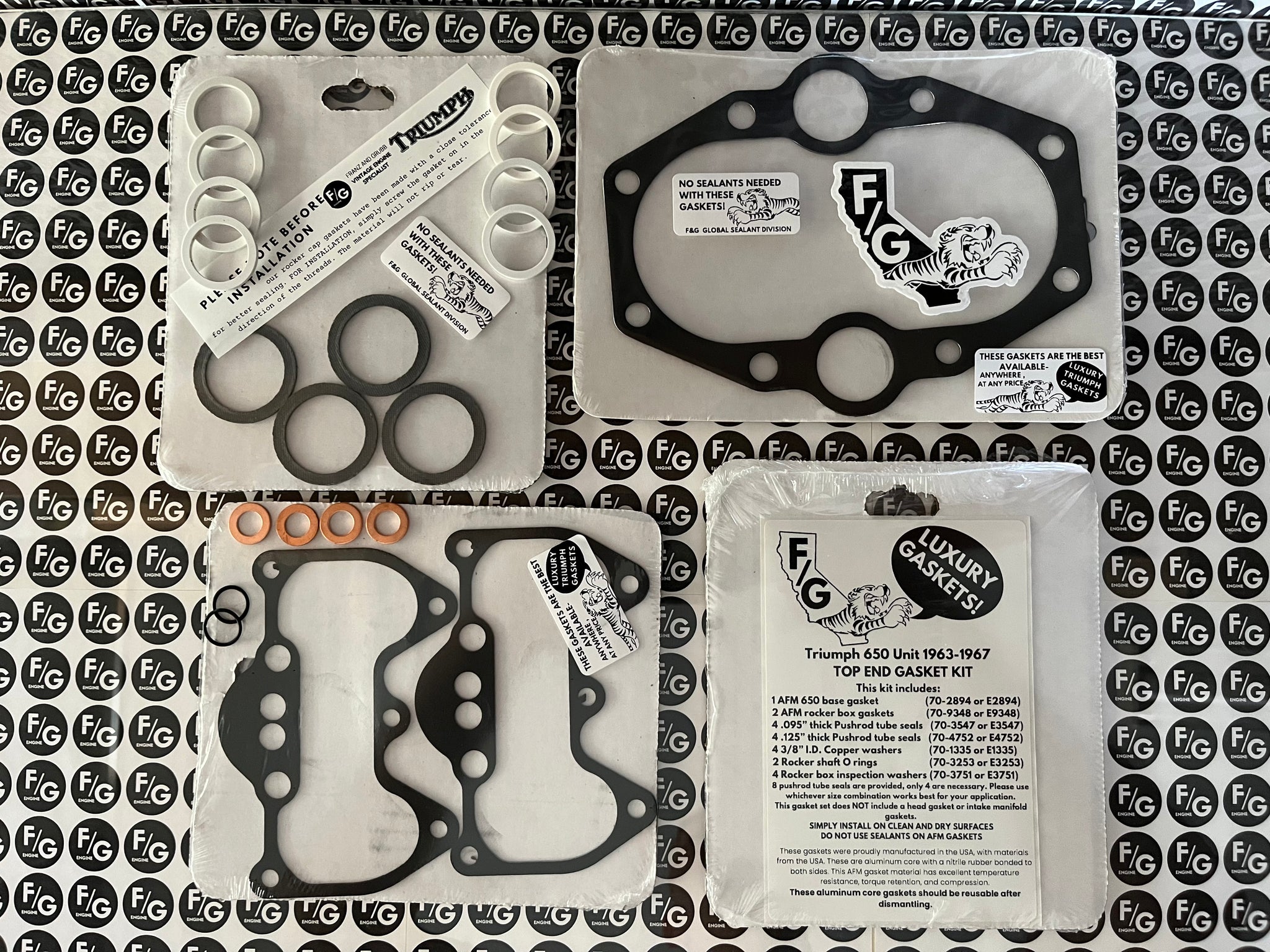 Triumph Unit 650 top end gasket kit 1963-1967