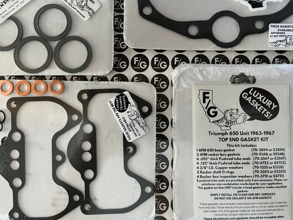 Triumph Unit 650 top end gasket kit 1963-1967