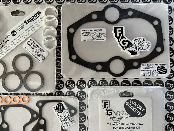 Triumph Unit 650 top end gasket kit 1963-1967
