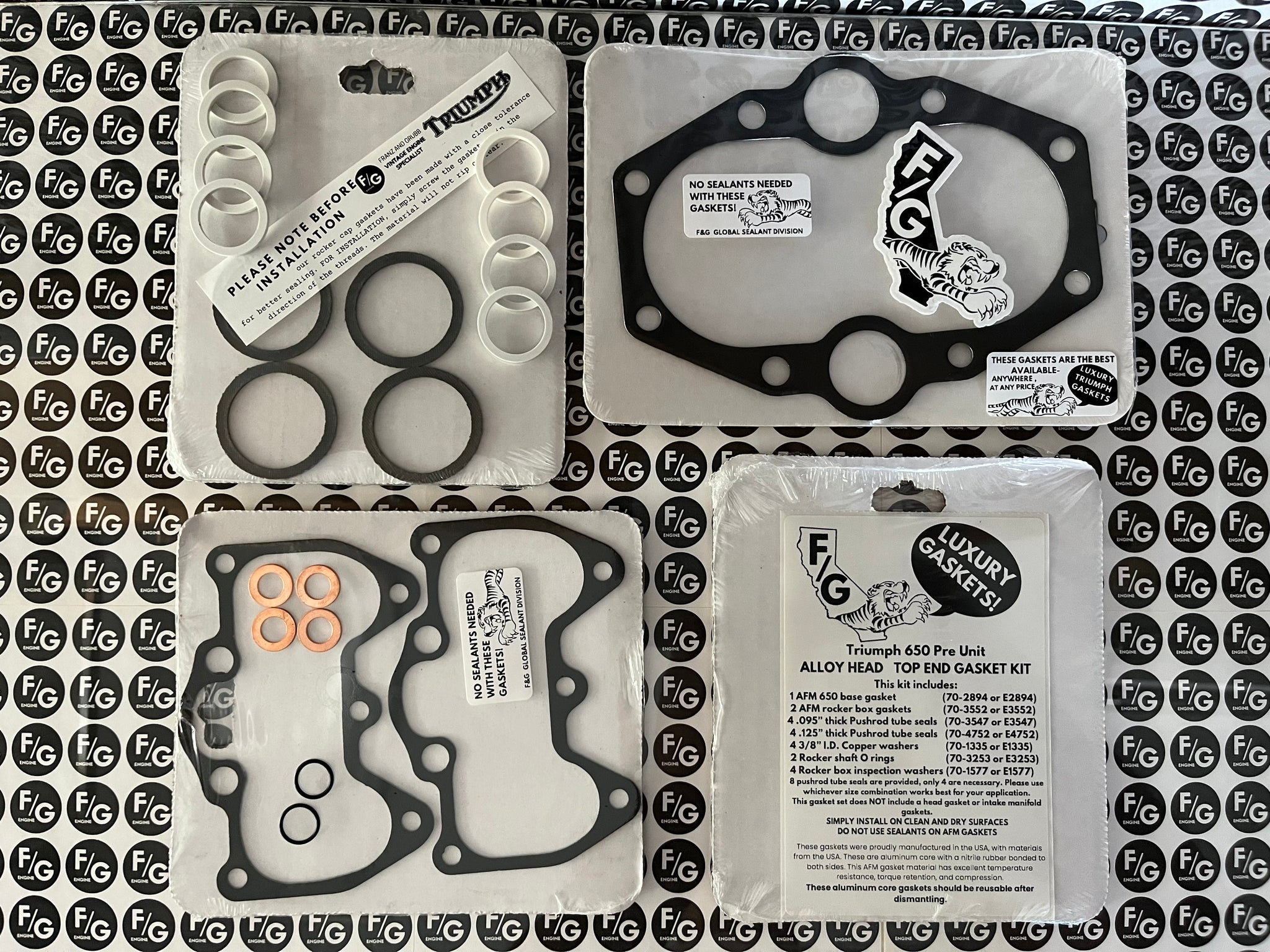 Triumph Pre Unit 650 alloy head top end gasket kit 1956-1962