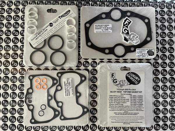 Triumph Pre Unit 650 alloy head top end gasket kit 1956-1962
