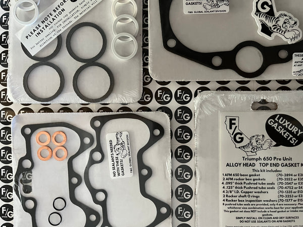 Triumph Pre Unit 650 alloy head top end gasket kit 1956-1962