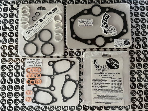 Triumph Pre Unit 650 iron head top end gasket kit 1950-1959