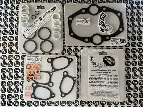 Triumph Pre Unit 650 iron head top end gasket kit 1950-1959