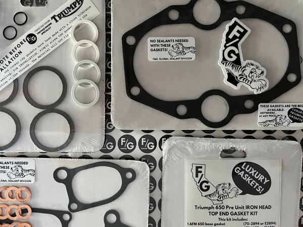 Triumph Pre Unit 650 iron head top end gasket kit 1950-1959