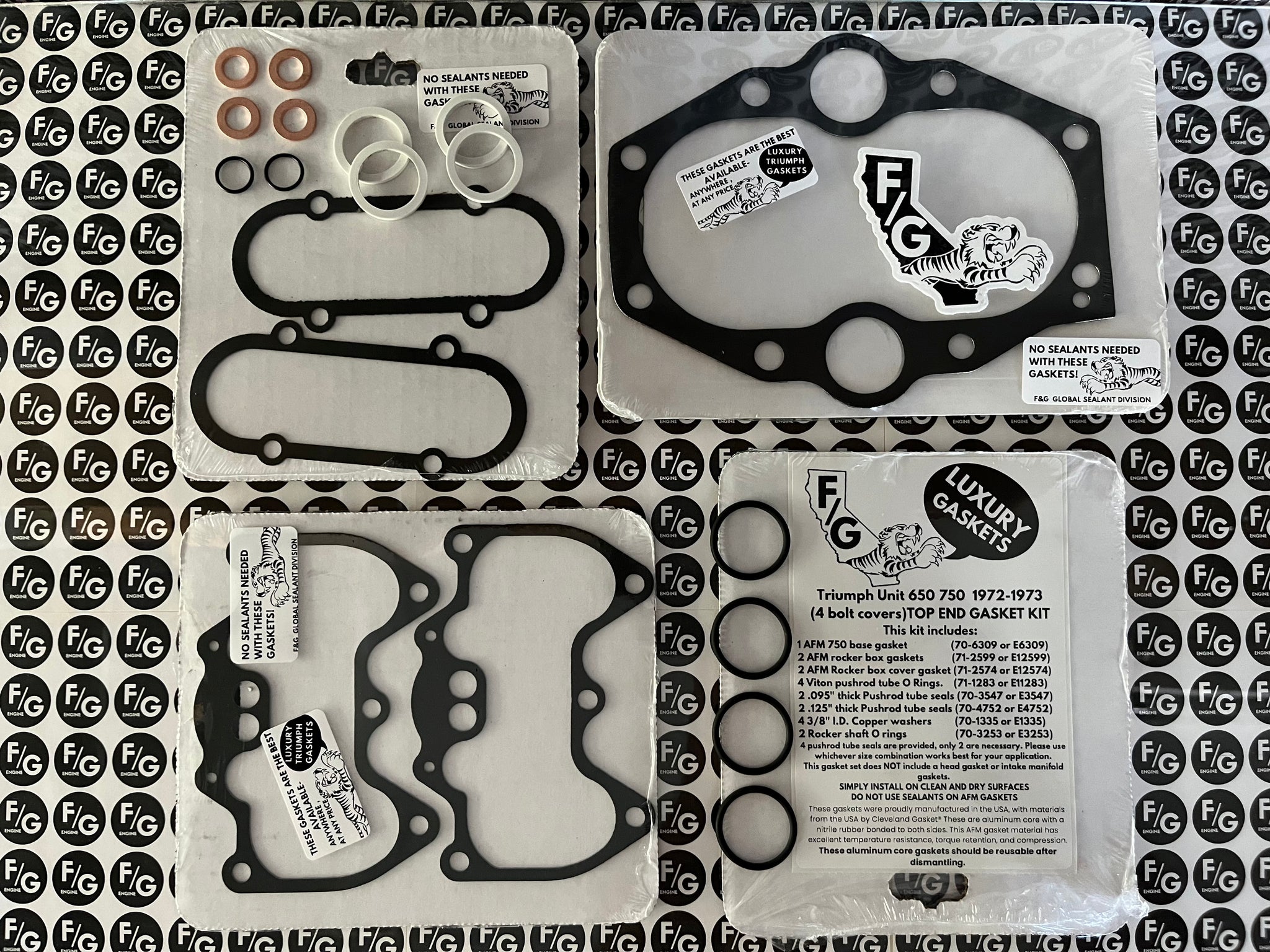 Triumph Unit 650 750 top end gasket kit 1972-1973