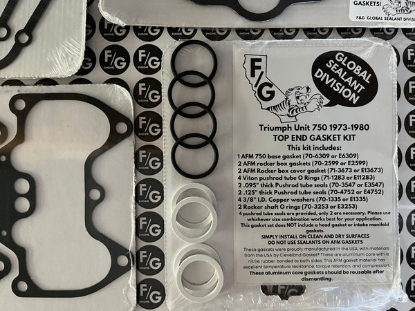 Triumph Unit 750 top end gasket kit 1973-1980