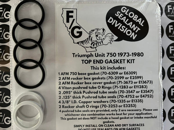 Triumph Unit 750 top end gasket kit 1973-1980
