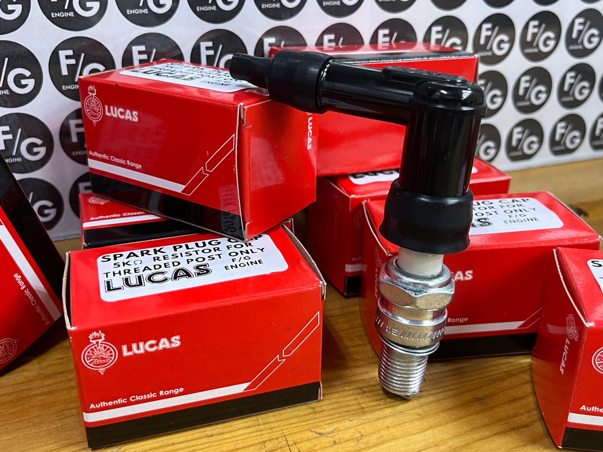 Lucas spark plug cap 5kΩ resistor (NGK LB05F) – Franz and Grubb Engine