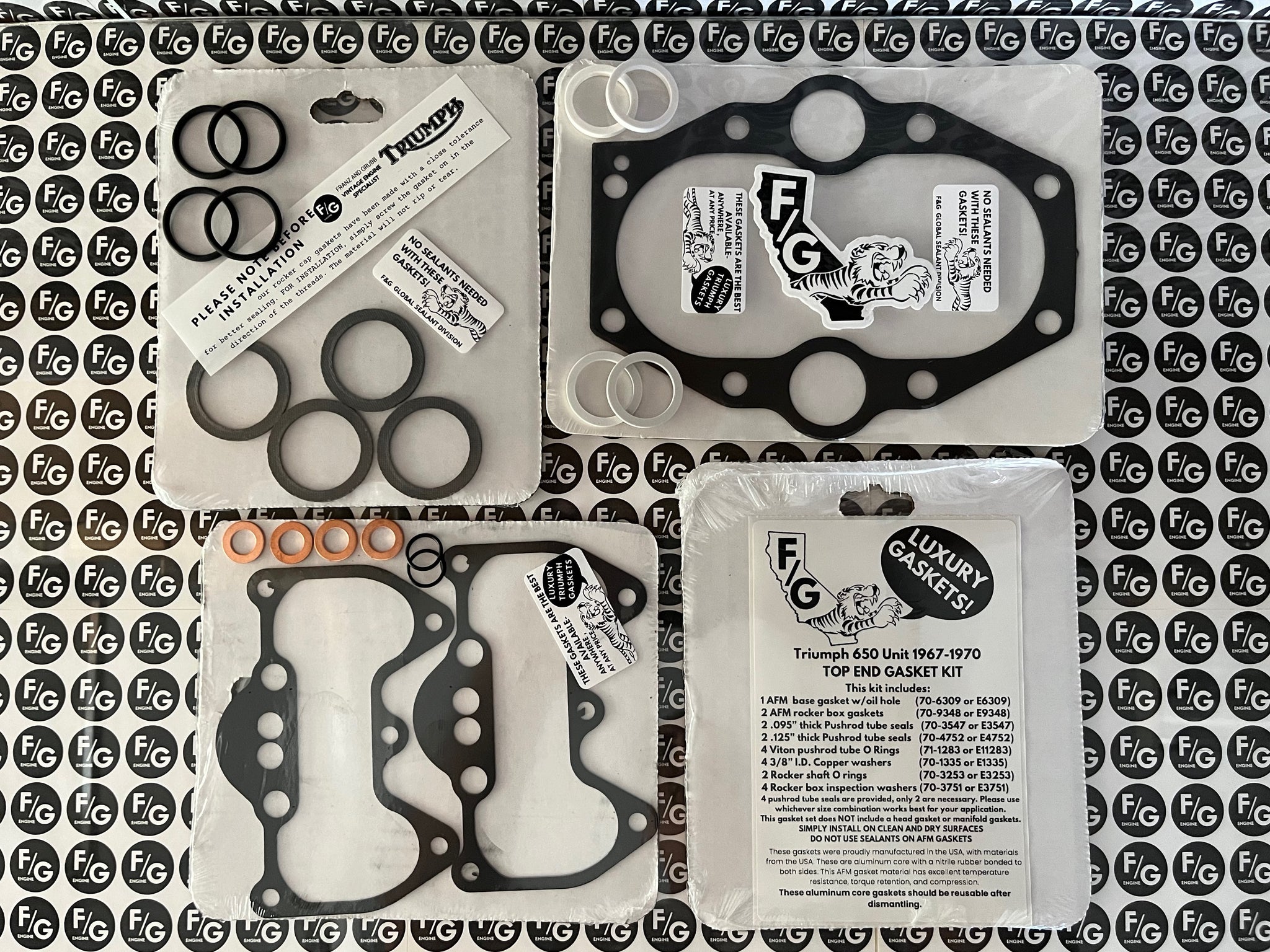 Triumph Unit 650 top end gasket kit 1967-1970