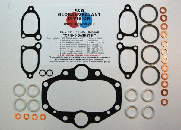 Triumph Pre Unit 500 top end gasket kit 1946-1957