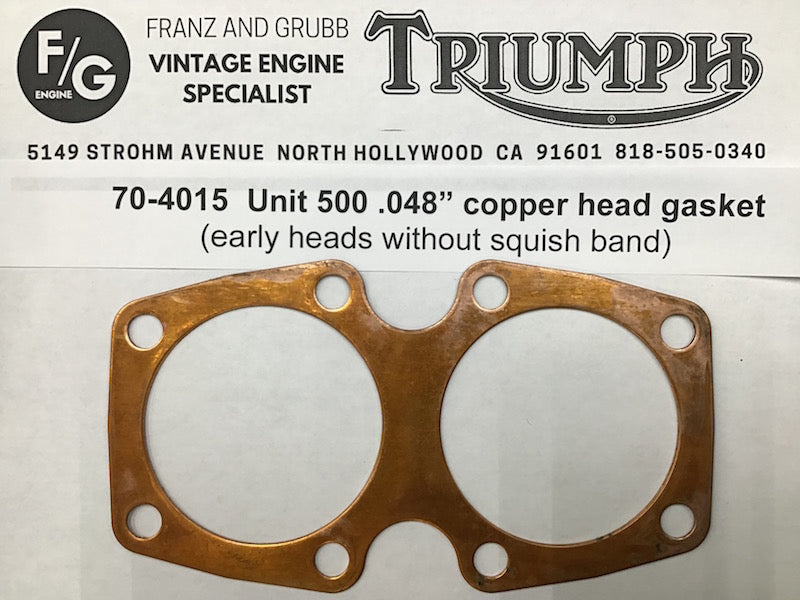 8-Stud Copper Head Gasket For Triumph 650 6T T110 T120 TR6 Pre-Unit – 70-3614, UK Made By L F HARRIS