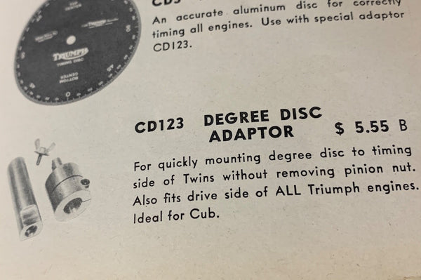 TriCor 1966 catalog page CD123 Degree disc adaptor