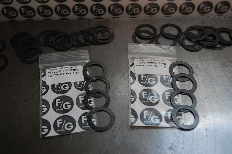 Triumph 650 750 valve spring shims Franz and Grubb Engine